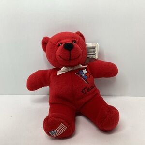 Symbolz Texas Bean Bag Plush Bear Red Stuffed Animal Souvenir Teddy 7” Teddy